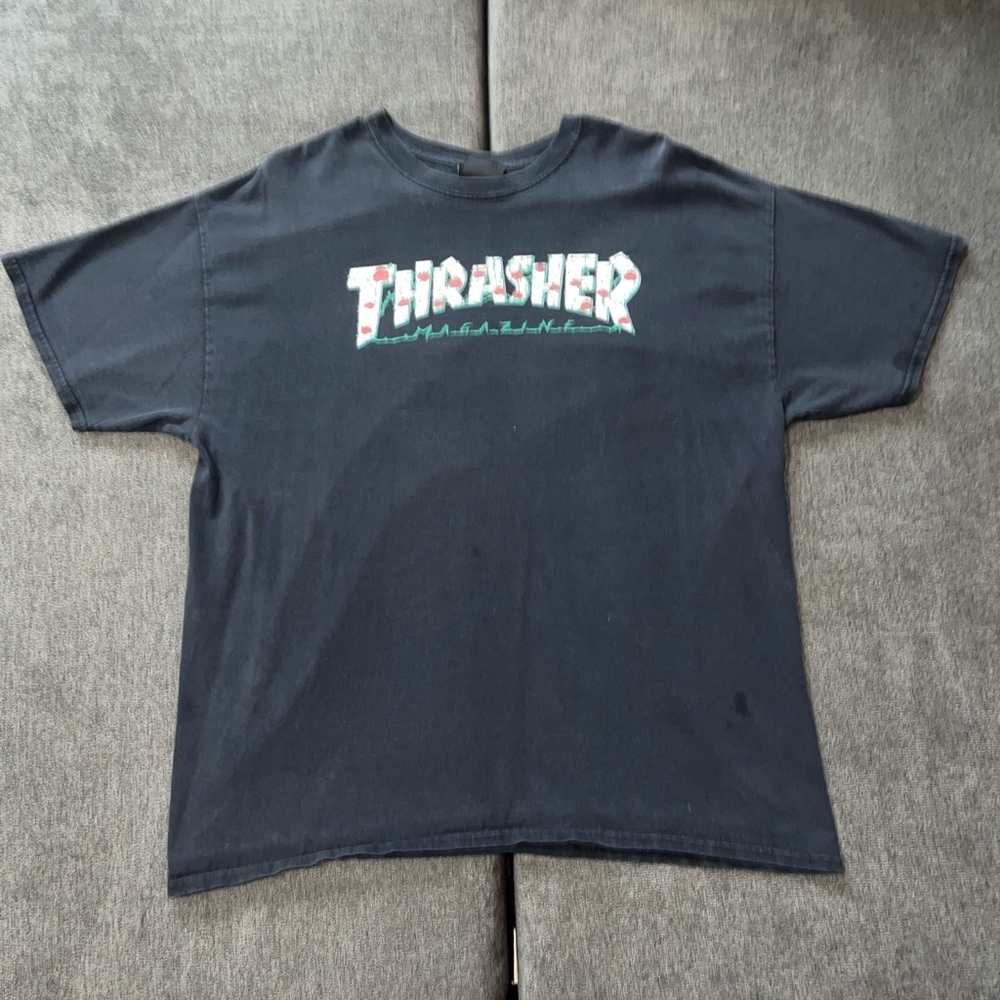 Dark Gray Thrasher T-Shirt with Logo